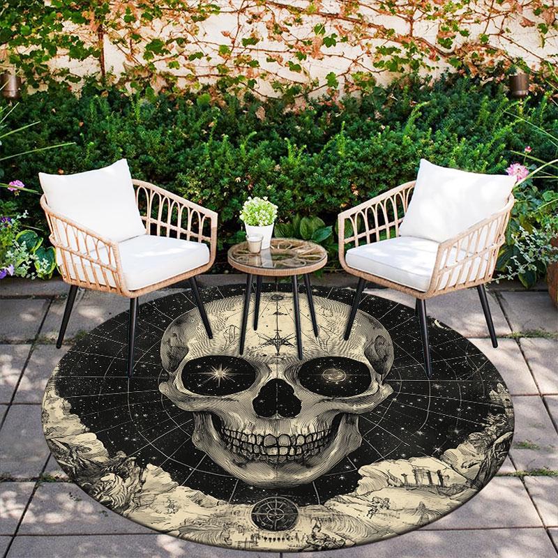 Skull Pattern Round rug,Carpet Rug for Living Room Bedroom Playroom ,Non-slip Floor Mat,Holiday Gifts and Birthday Gifts.