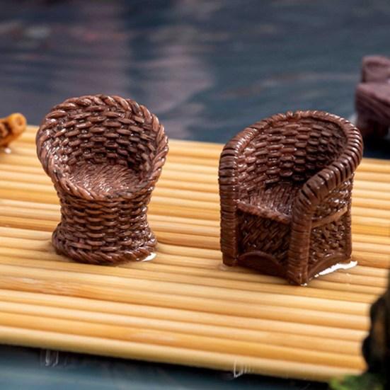 5 Pcs Mini Resin Rattan Basket Miniature Storage Holder Realistic Simulation Basket Dollhouse Accessories for Crafts Dollhouse Fairy Garden Decor