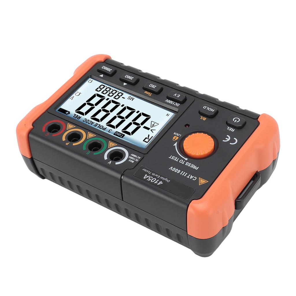 0.1 Ohm  To 1999 Ohm  0V To 1000V Ground Resistance Meter High Accuracy LCD Backlit Earth Resistance Tester