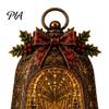 Housewarming Gift for New Home Christmas Village Infinity Bell Ornament, Vintage Glowing Rotating Snow Scene Decor Indoor Holiday Table