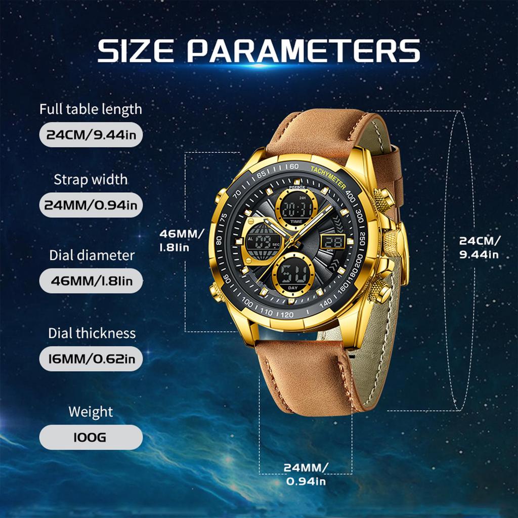 LIGE x FOXBOX Fashion Men Watch Luxury Original Military Sports Chronograph Watch Waterproof Clock Digital Men's Quartz Watch