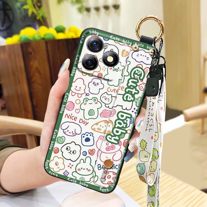 Kickstand Phone Holder Phone Case For Ulefone Note18 Ultra Anti-knock Wrist Strap Ring Anti-dust Soft case Silicone Cute