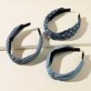 1/3 Stück Geknotetes Print Denim Stoff Stirnband für Frauen Mädchen Shopping Gesichtswäsche Haarreif Einfaches Denim Kopfschmuck