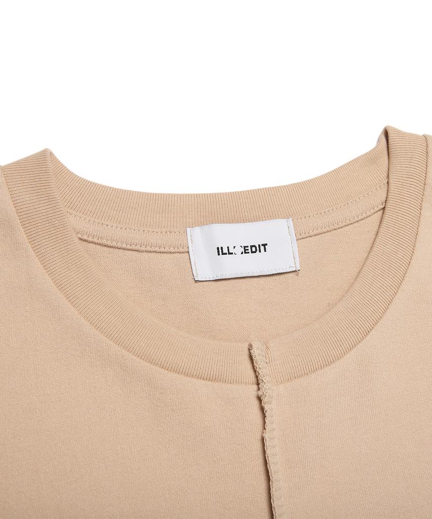 Illedis Half Cutting T-Shirt Beige