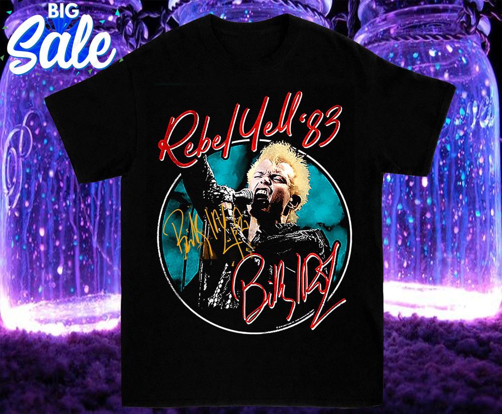 Singer Billy Idol T Shirt Black Signature Short Sleeve All Size S-4XL UG01 Unisex T-Shirt L