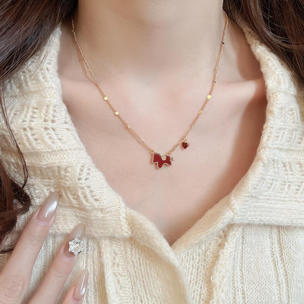 Fashion Horse Pendant Necklace Cute New Year Collarbone Chain Red Pony Necklace New Year Gift