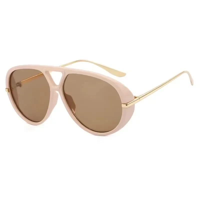 2026 New Fashion Big Frame Pilot Yellow Sunglasses Women Men Brand Vintage Punk Outdoor Beach Sun