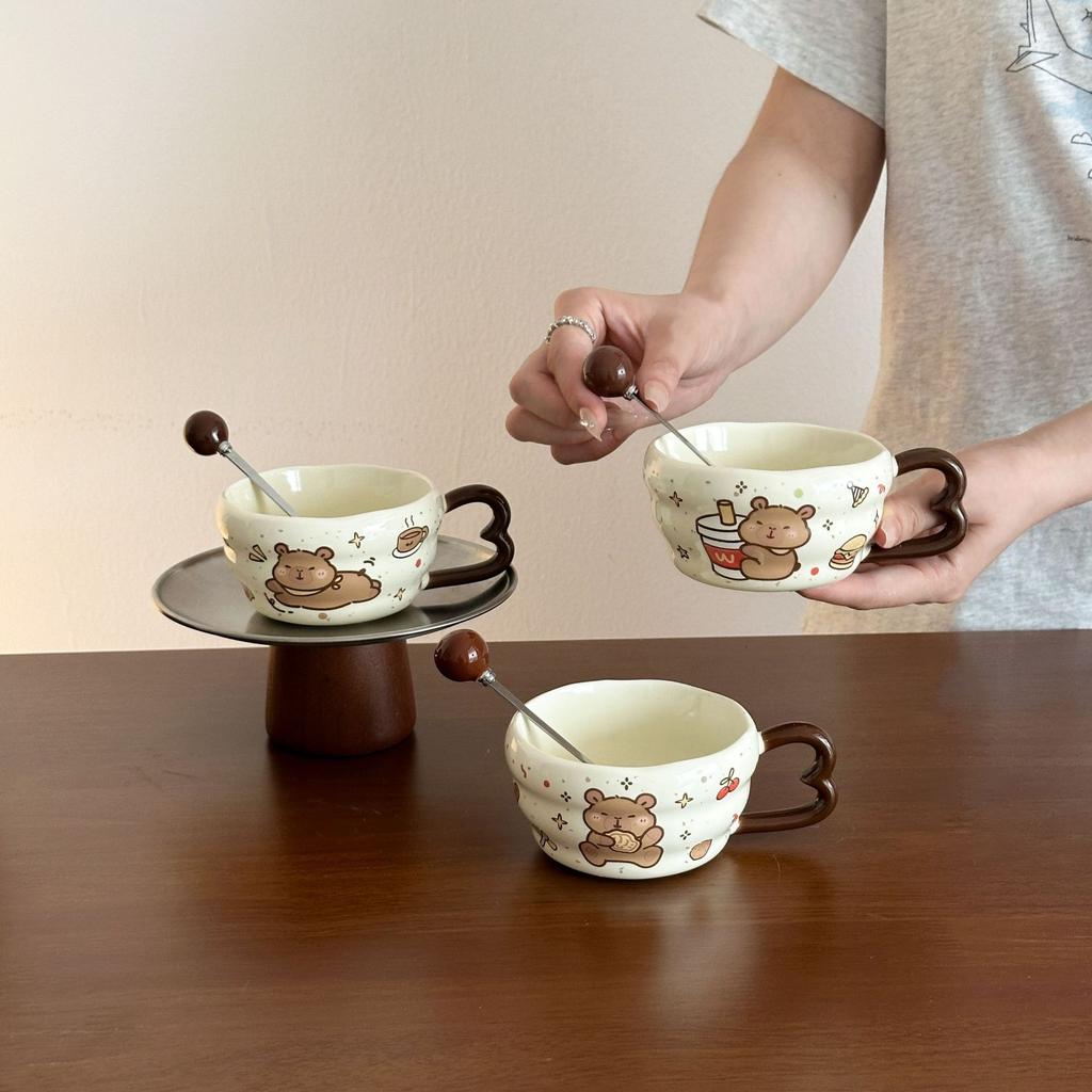 Cute Kapibala Ceramic Mug Children's Home Breakfast Coffee Mug for Friends Practical Birthday Gifts