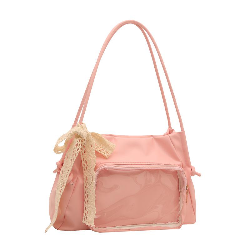 Large capacity transparent shoulder bag, new girl doll bag, casual tote bag, two-dimensional student portable messenger bag.