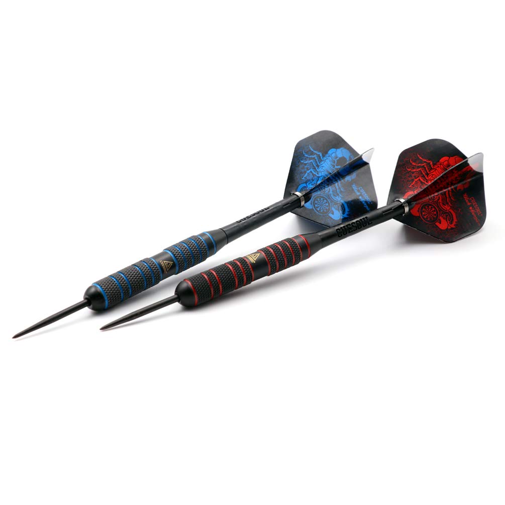 Black Scorpion CUESOUL Professionelles Stahlspitzen-Dartset (6 24g Dartpfeile) mit 12 Scorpion Dartpfeilflügen und Dartpfeilspitzer (L241L242-4)