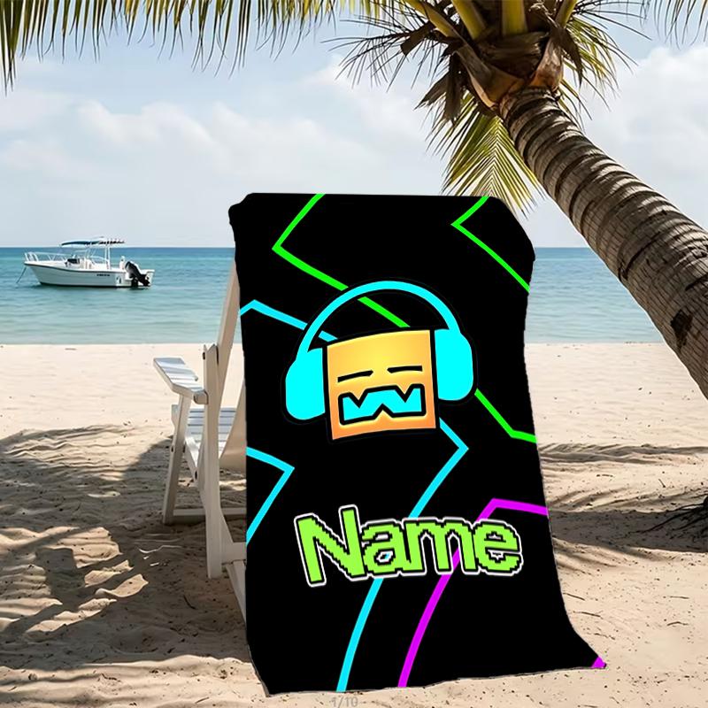 Customizable Personalized Beach Towels Geometry Dash Themed designs.Suitable for the Beach, Yoga, Sports;ideal As Beach Accessories