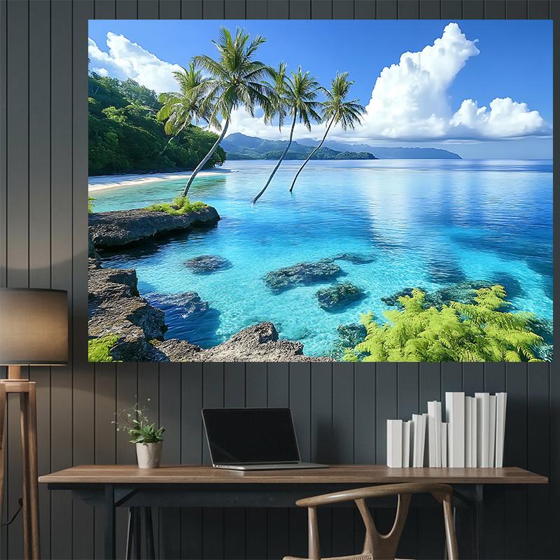 2D Plane, 2D Plane - 2D Plane, 2D Plane - A vibrant tropical paradise party banner on one side