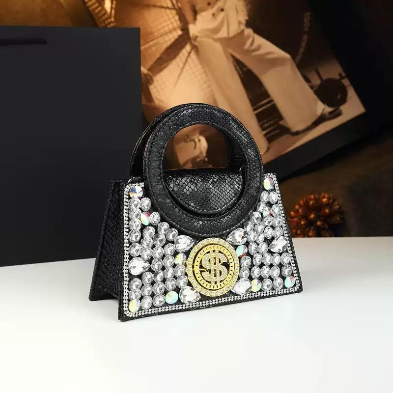 Nuova Borsa da Banchetto Full Diamond, Borsa da Sera Premium con Diamanti d'Acqua, Borsa a Mano a Tracolla con Diamanti, Borsa da Matrimonio Lucida
