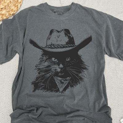 Maine Coon Cowboy Cat Tee, Vintage Maine Coon Shirt, Norwegian Forest Cat Cowboy, Longhair Cat Tee, Black Cat Cowboy, Maine Coon Gift
