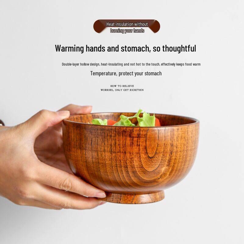Homeglen Chinese Jujube Wood Rice Bowl