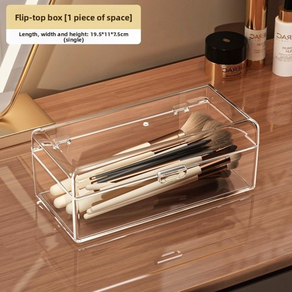 

Stackable Makeup Brushes Storage Box Acrylic Clear Makeup Sponges Organizer Dustproof Multi-Functional