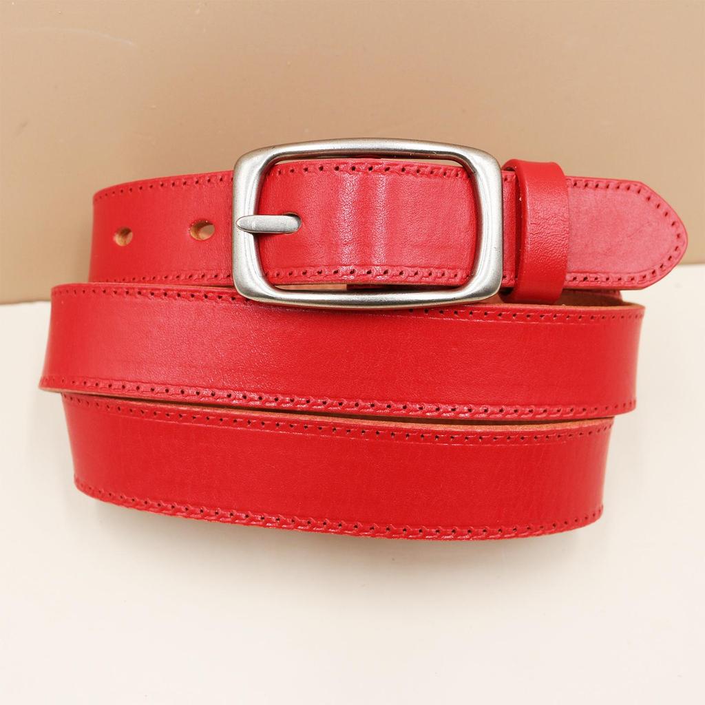 Rare Color Women's Cowhide Buckle Belt - Simple, Versatile, Retro Korean Style for Jeans
