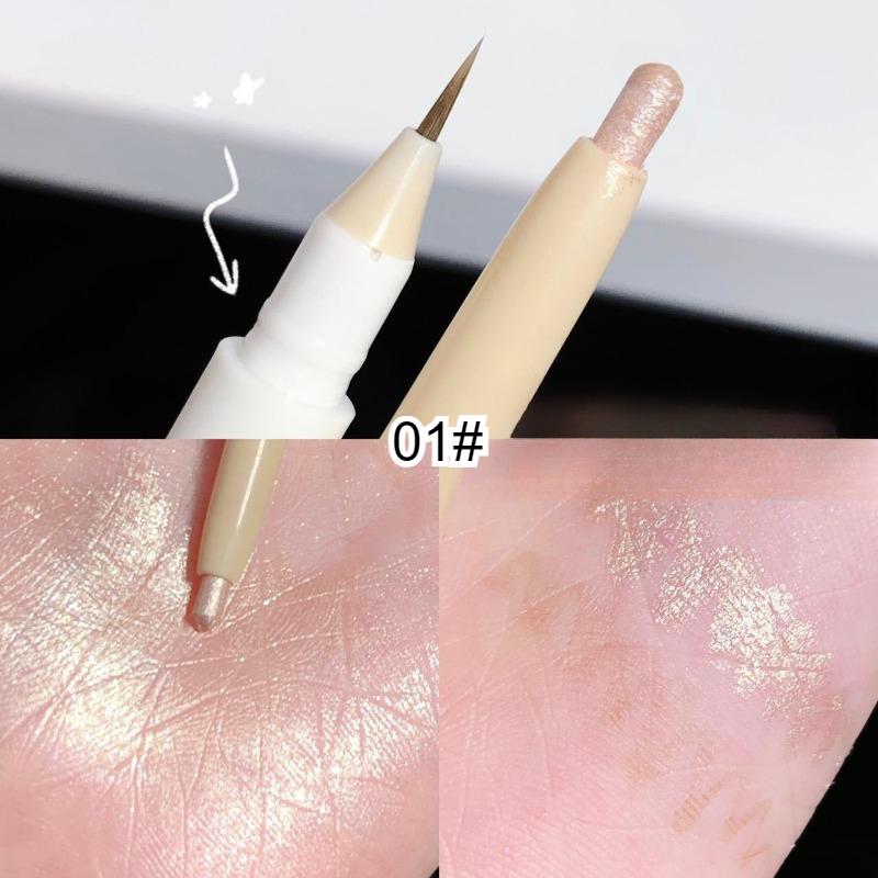 1Pc Double Heads Lying Silkworm Pen Matte Pearlescent Fine Flash Brightening Shadow Pens Outline Pen Under Eyelid To Pen Make Up