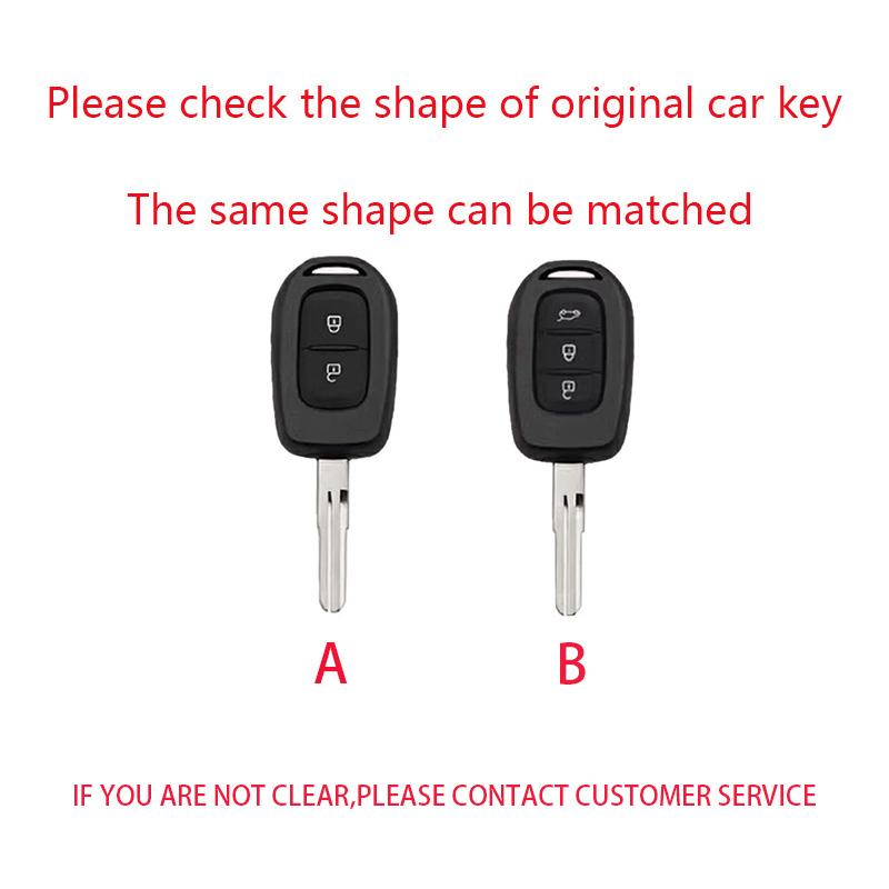 For Renault Kwid Traffic Symbol For Dacia Sandero Logan Duster - Zinc Alloy Leather Car Key Case Cover Auto Accessories