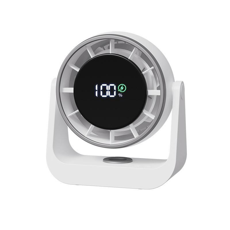 Wall-Mounted LED Rechargeable Fan with Digital Display for Dorm, Office, Home, Kitchen