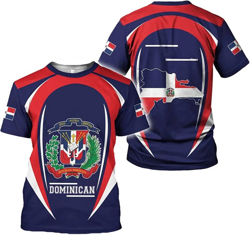 Dominikanische Republik 3D-gedruckte T-Shirts für Männer Frauen Lässig Straße Kurzarm Tops Atmungsaktiv Bequem Outdoor-Sport Tees