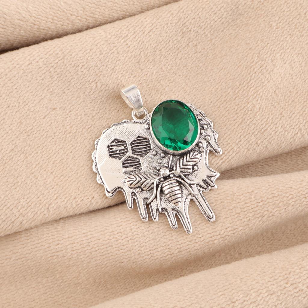 Chrome Diopside Gemstone 925 Sterling Silver Ethnic Jewelry Women Pendant 1.49" CP-28-2