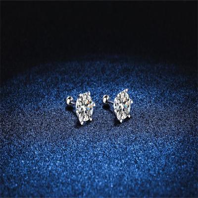 0 .2 -2 Quilates Redonda Moissanita Plata de Ley 925 Seis Garras Pendientes de Tuerca de Moda Joyería de Alta Calidad para Mujer