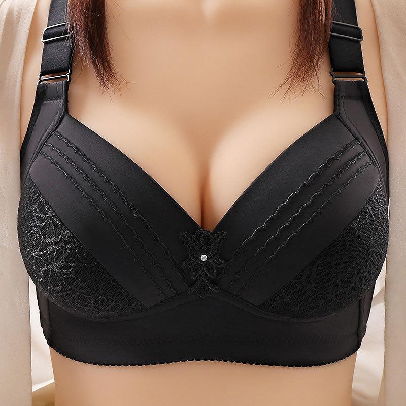 Large-sized Thin-cup Bra for Women Without Underwire Beautiful Back Underwear Adjustable Close-in Bra