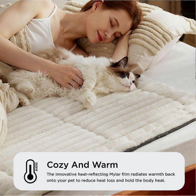 Self Warming Cat Dog Mat Ultra Soft Cozy Pet Bed Anti Slip Machine Washable for Anxiety Relief