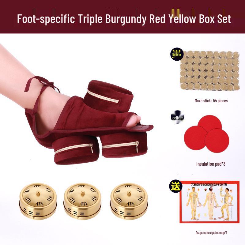 Foot Sole Moxibustion Kit: Portable Moxibustion Box with Hot Compress Bag for Foot Therapy and Cupping Fumigation.