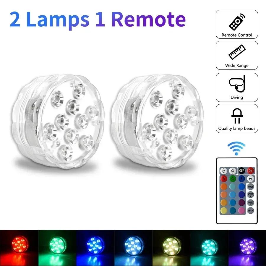 10Led RGB Dive Fish Light LED Underwater Lamp Remote Control Swimming Pool Light Portable Battery Operated For Vase Aquarium