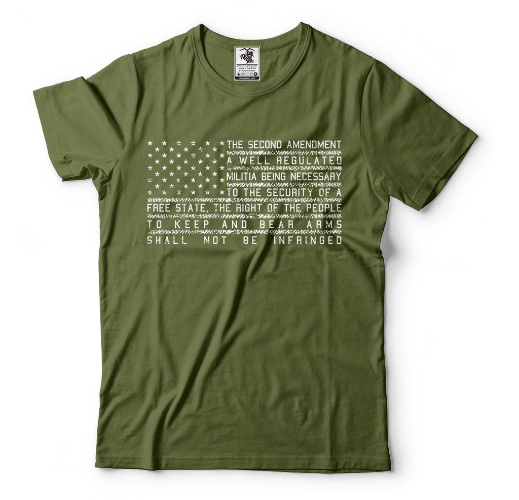 2nd Amendment Guns Right Constitution USA Flag Tee Shirt Right To Bear Arms Tee