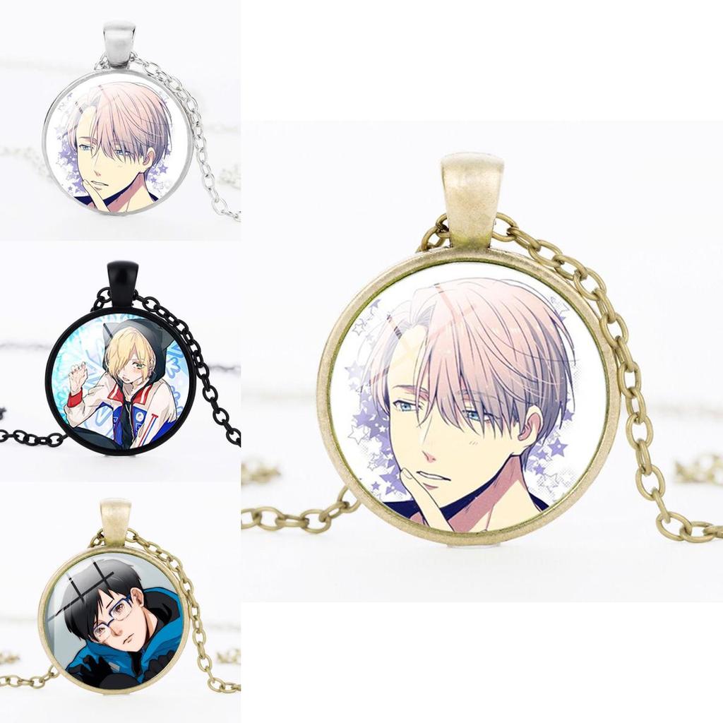 Alloy Acrylic Round Pendant Figure Pattern Necklace Unisex Chain