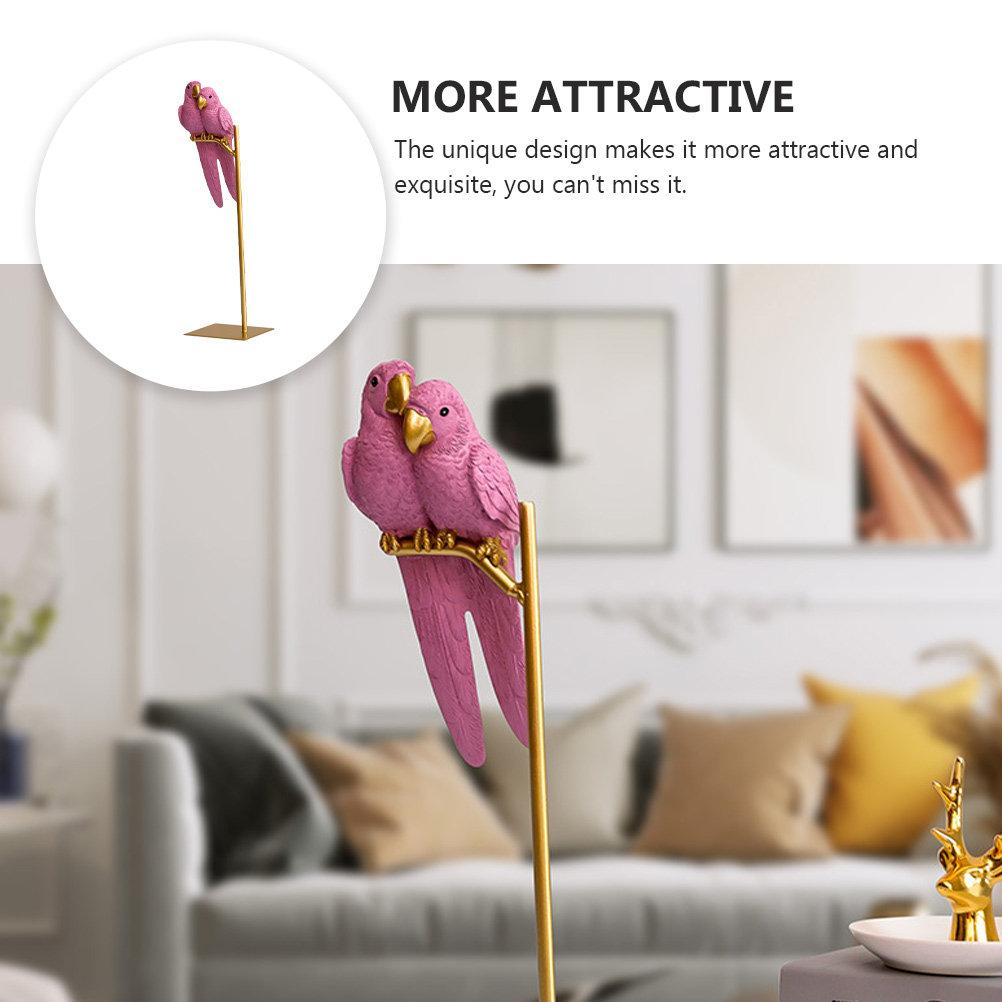 Couple Parrot Desktop Decor Premium Resin Ornament for Home Office Desk Shelf Photography Prop Gift Unique Exquisite Tabletop