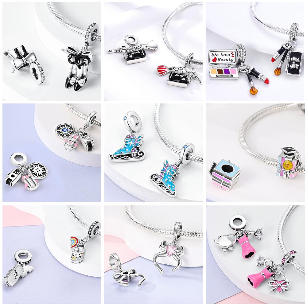 copper Plated Ladys Products Cosmetics Bag Charm Bead Charms Compatible With Authentic Bangle Bead Charms Pendent Dangle Bracelets for Women Do It Yo