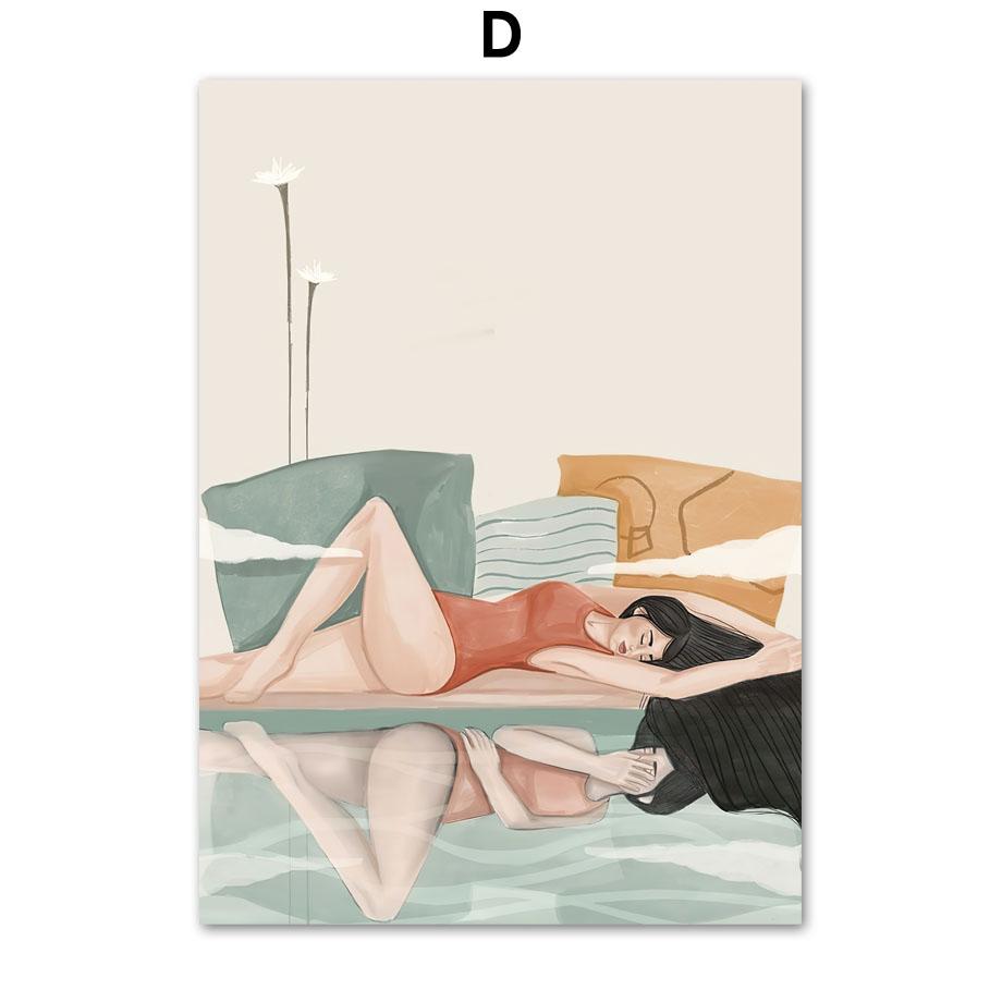 Abstrakte Frau mit Vision Musik Körper inneren Frieden Wand Kunstdruck Leinwand Malerei Nordic Poster Dekor Bilder für Wohnzimmer