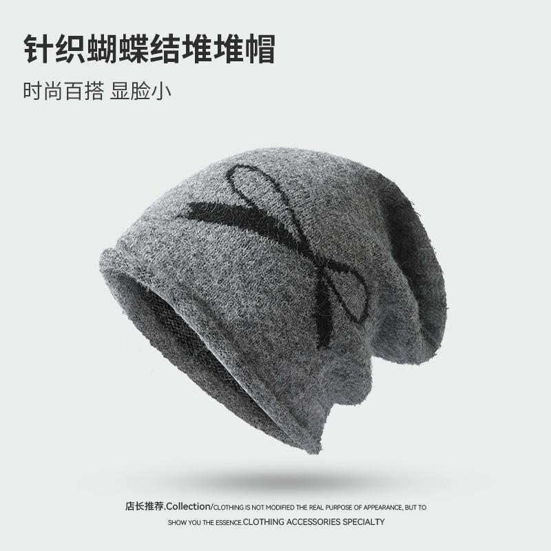 Women S Knitted Beanie Hat With Bow For Autumn Winter Warmth Cover Face