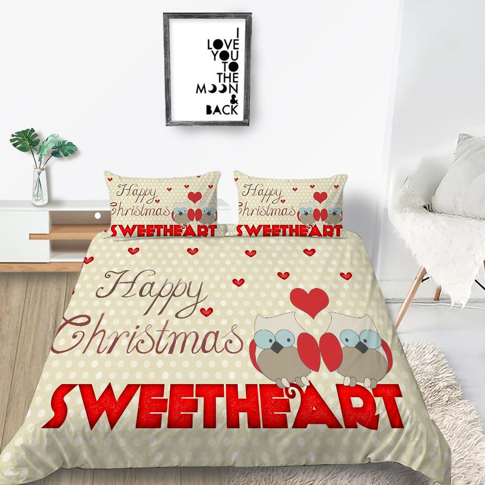 Christmas Gift Quilt Cover Pillowcase Two Or Three-Piece Set Digital Printing Polyester Cartoon Series
