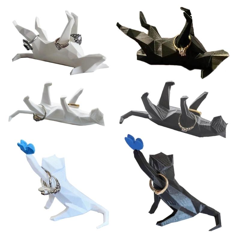Portable Dog/Cat Statue Jewelry Stand Organizer Stylish Ornament Display Holder Funny Dog/Cat Figurine Jewelry Holder
