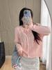 Pink Bow Knit Cardigan for Women - 2026 Spring/Autumn Sweet Age-Defying Sweater, Hollow Short Top