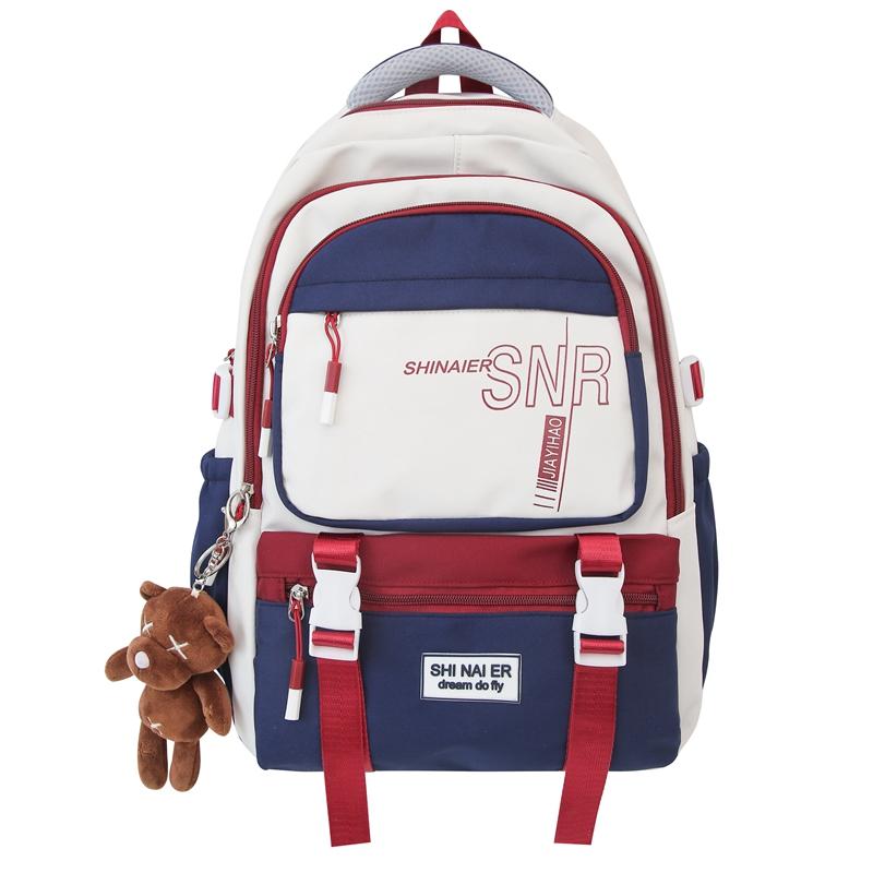 Children's Schoolbag Student Large Capacity Backpack Men's Color Block Backpack Patchwork Women Backpack
