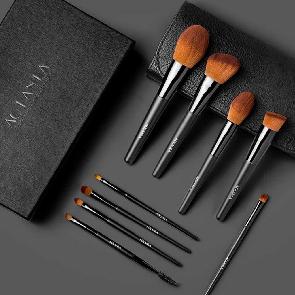AOLANLA Makeup Brush Set, Including Loose Powder and Eyeshadow Brushes, Beginner-Friendly, Beauty Tools, 9 Pieces