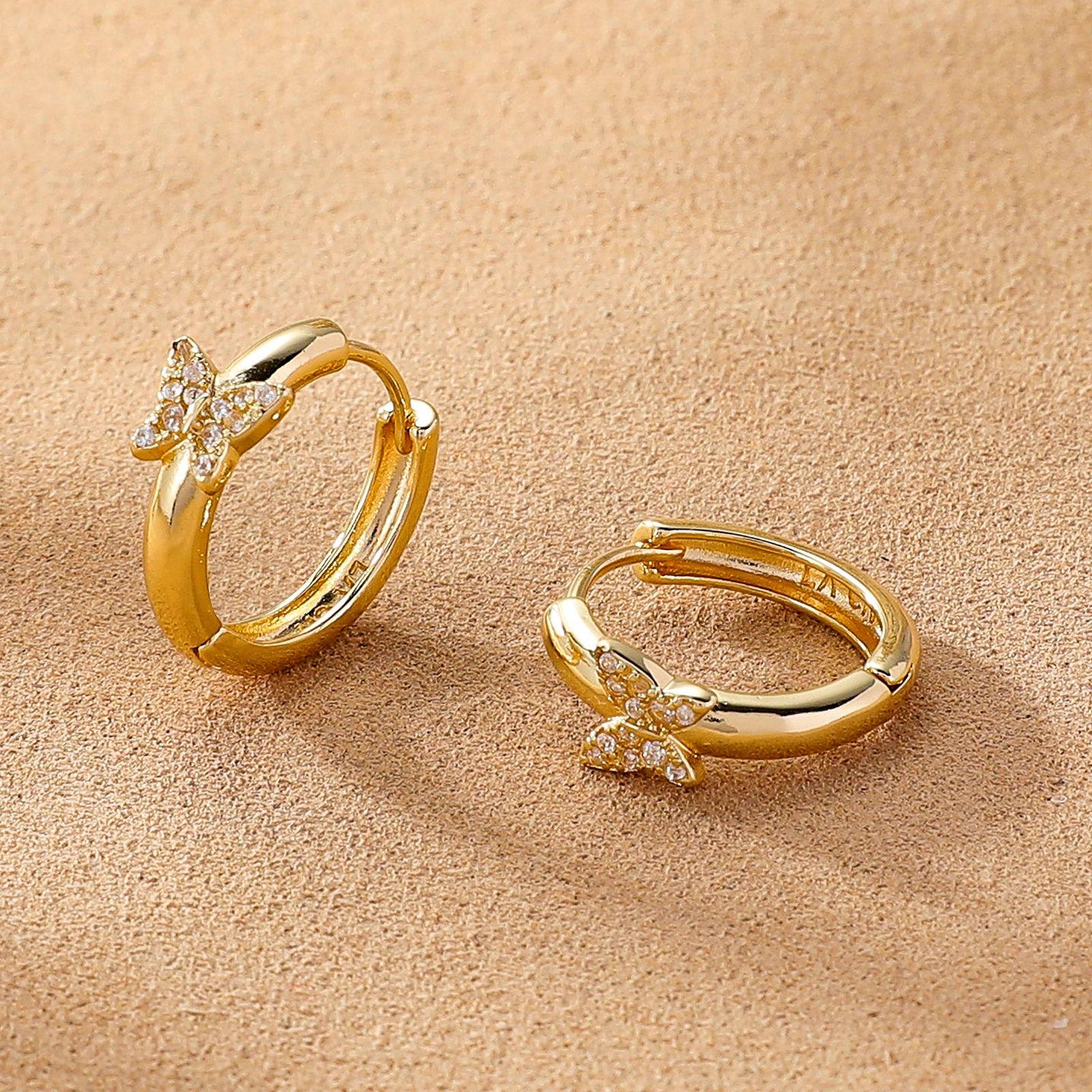 Korean Minimalist Butterfly Zircon Earrings - Trendy Luxury Design