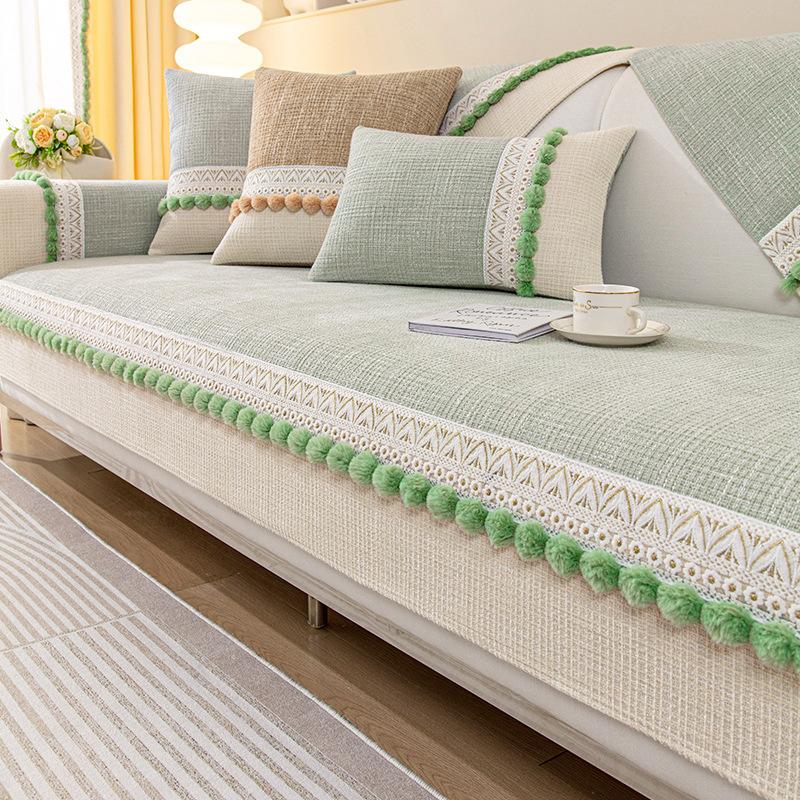 Chenille Tassel Ball Sofa Cover for Living Room Non-slip Sofas Cover Couch Covers L Shaped Corner Sofa Mat Seat Pad Modern Home