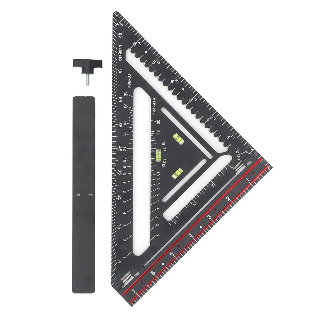 Advanced Carpenter Square, Folding Square Rafter Square with Level, Jig Block, Combination Square Triangle Ruler Woodworking Layout Tool for