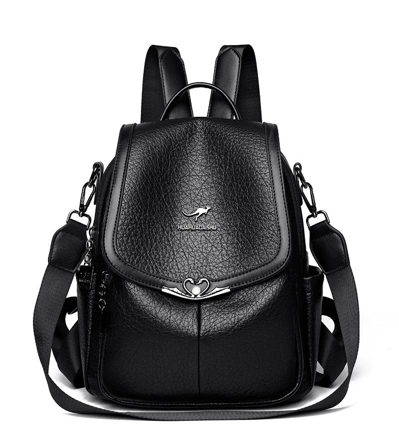 Schoolbag Wholesale 1011 New Large Capacity Women's Leather Texture Women's Backpack Soft Leather Multi-purpose Middle-aged Women's Bag Mother Bag
