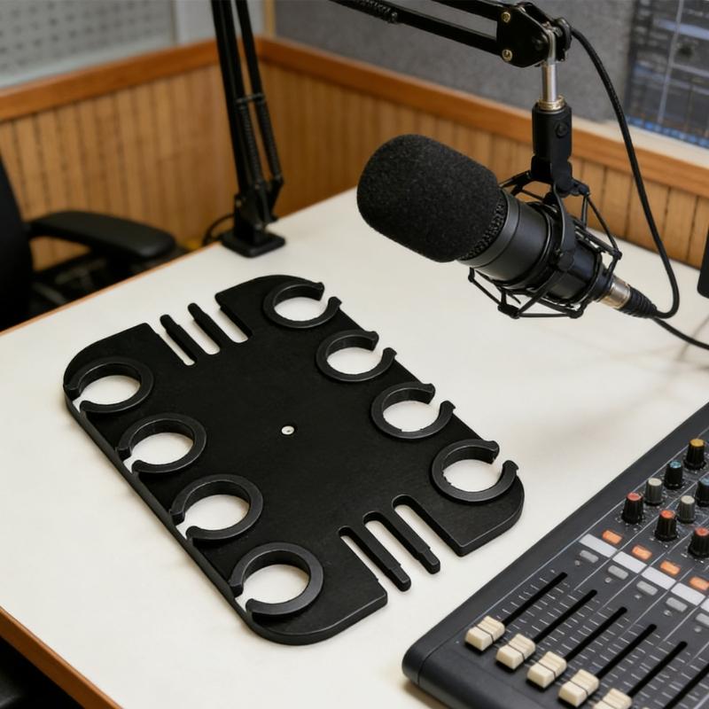 8 Slot Microphones Stand Holder Tray For Studio Recording Stage Performances Of Carbon Steel