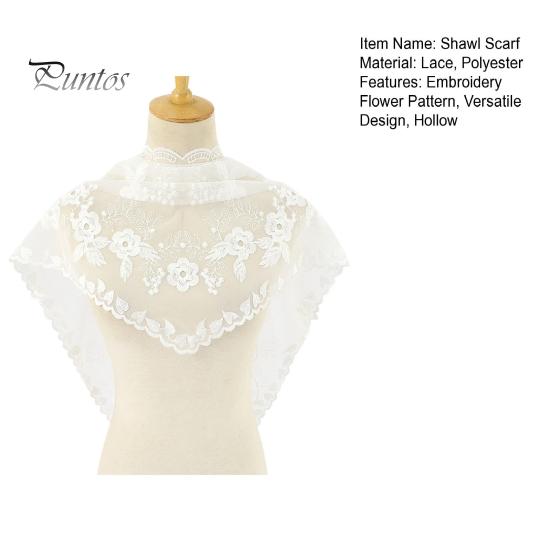 Triangle Scarf Lace Satin Shawl Scarf Hollow Embroidery Flower Pattern Beach Sun Protection Shawl Women Daily Wear