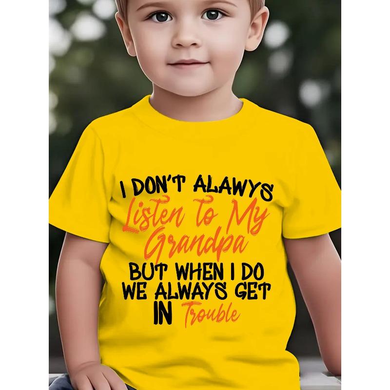European Size Boys Round-neck Short-sleeved T-shirt with Unique English Patterns