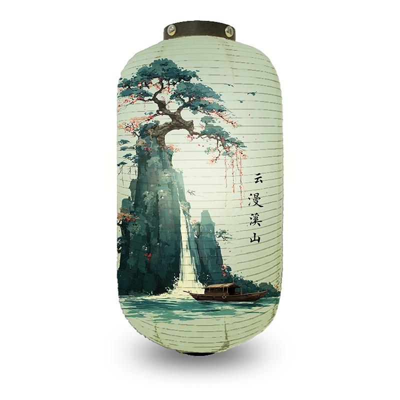 Chinese Pine Tree Scenery Pattern Lantern Outdoor Traditional Cylinder Lantern Wedding New Year Festival Decoration Lantern